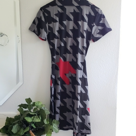 Tracy Negoshian Black & Gray Jane Houndstooth Pop Wrap Dress Size XS - Picture 5 of 11